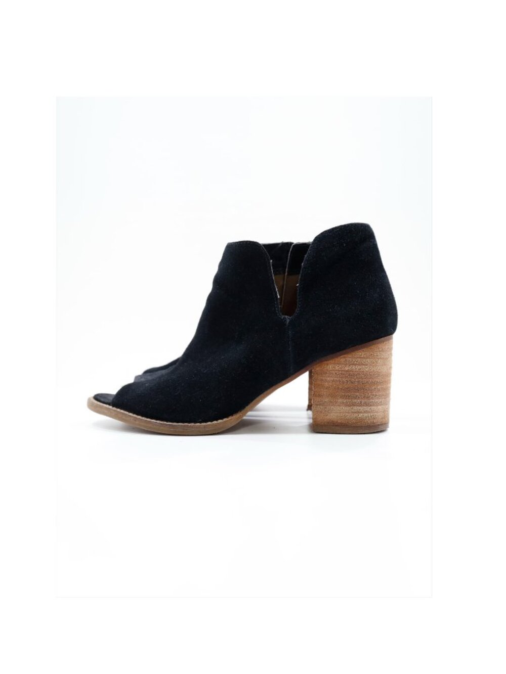 Blondo Nappa Black Suede Leather 3" Block Heel Peep Toe Booties - 8